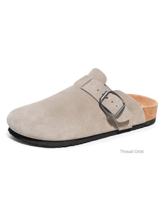 Other - Men's Suede Mules & Clogs with Arch Support Cork Footbed Leather Adjustable